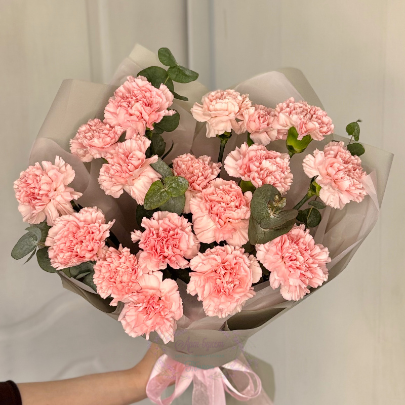Монобукет розовых гвоздик 2
