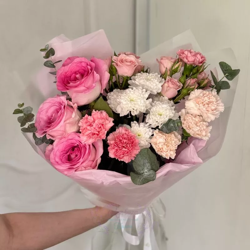 Авторский букет &laquo;Розовый закат&raquo; 1