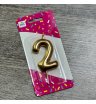 Золотая свеча цифра 2