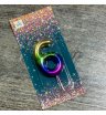 Радужная свеча цифра 6